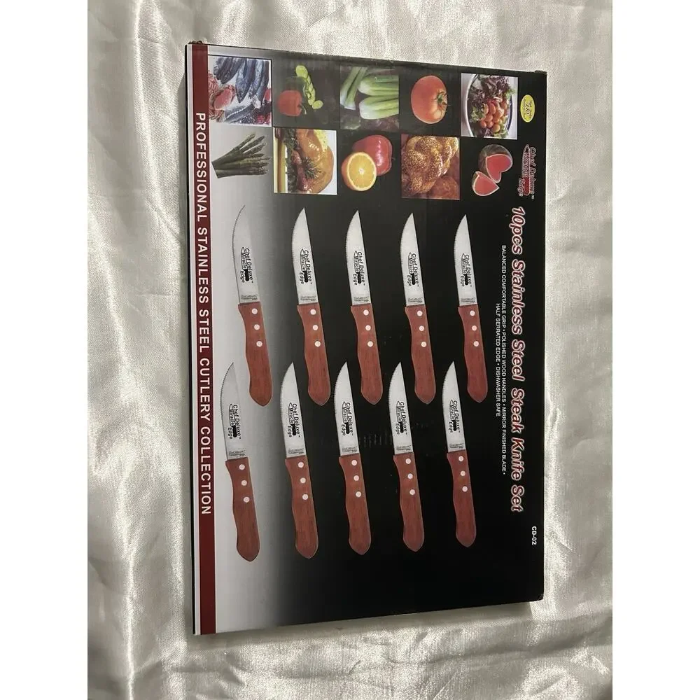 Chef Deluxe 10pc Stainless Steel Steak Knife Set Kitchen Knife